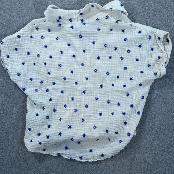 Wild Moss Embroidered Campshirt Women's Large Gauzy Blue Starburst Button Front - Picture 9 of 10